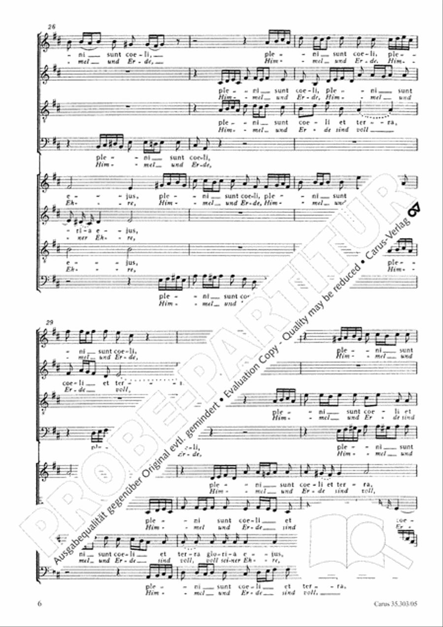Sanctus in D major (Heilig) 4-Part scores gallery preview page 7