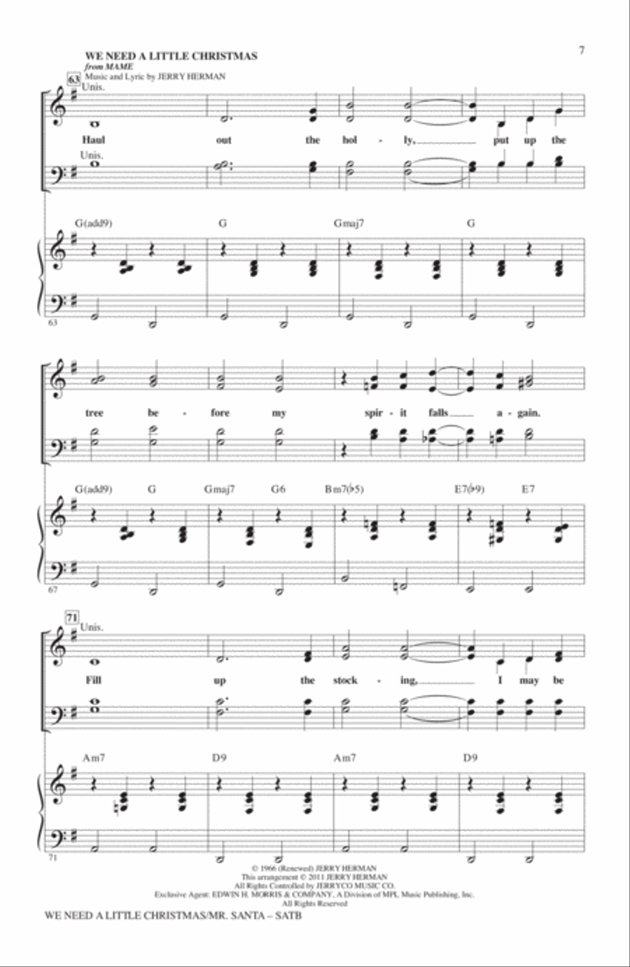 We Need A Little Christmas / Mister Santa 4-Part scores gallery preview page 6