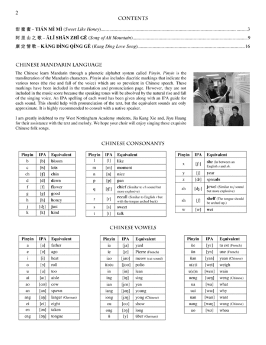 Three Chinese Folk Songs 4-Part scores gallery preview page 2