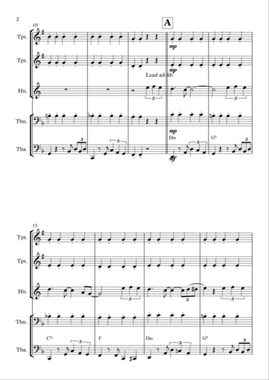 Isn't She Lovely Brass Ensemble scores gallery preview page 2