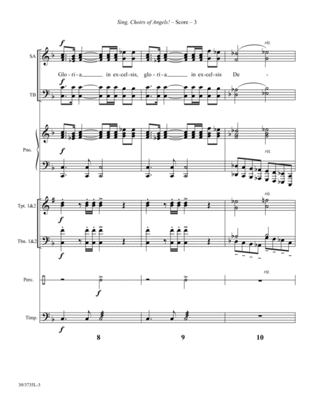 Sing, Choirs of Angels! - Brass and Percussion Score and Parts