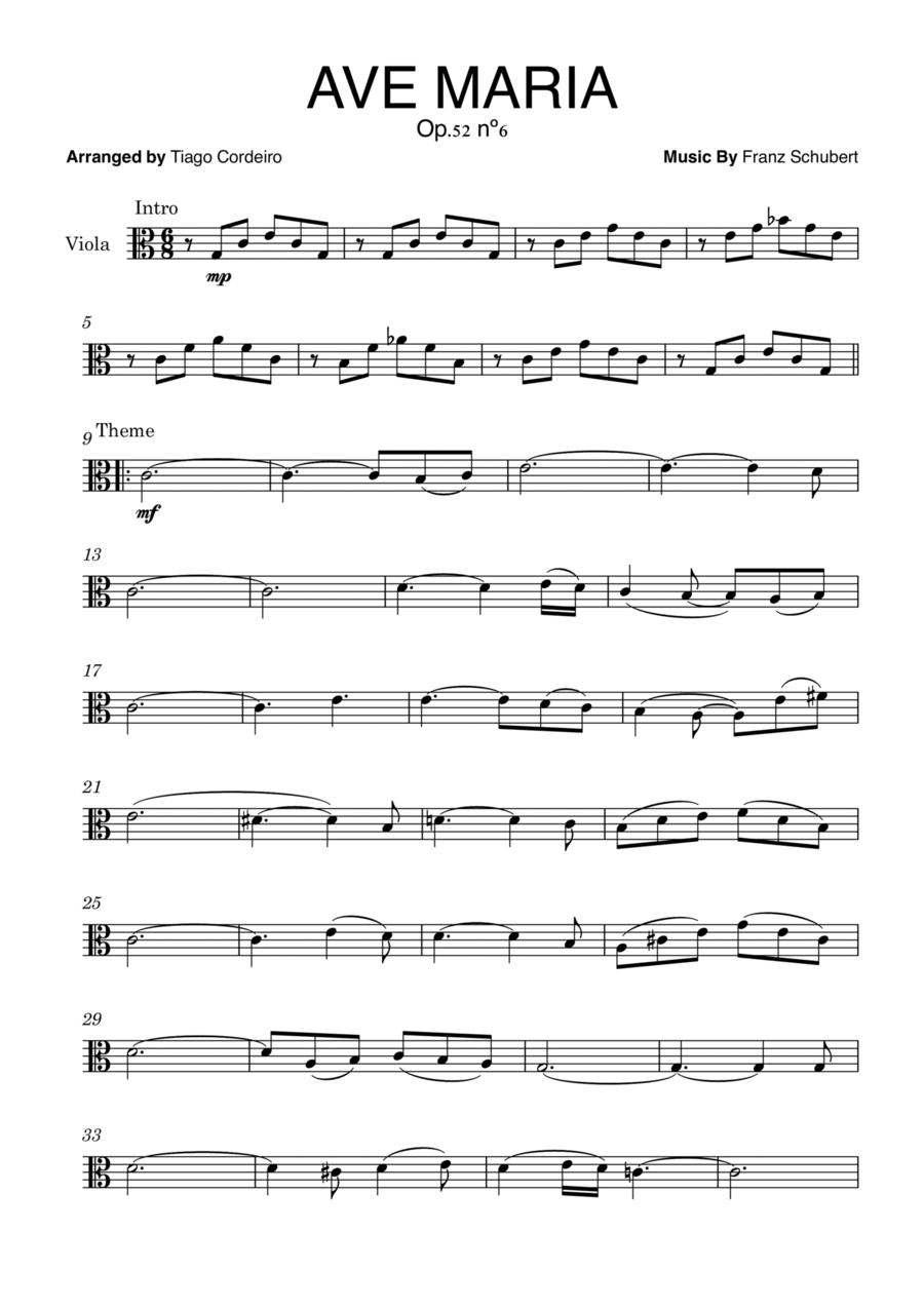 Ave Maria Op.52 nº6 Ave Maria Op.52 nº6 Viola Solo scores gallery preview page 1