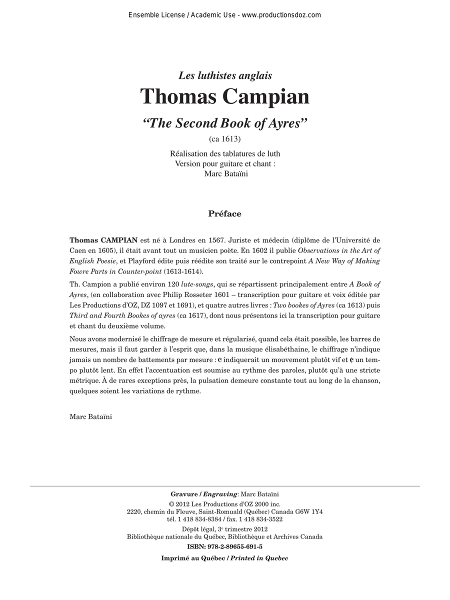 The Second Book of Ayres Classical Guitar scores gallery preview page 1