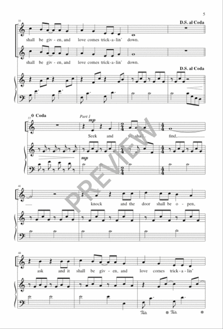 Love Comes Trick-a-lin' Down Unison Choir scores gallery preview page 5