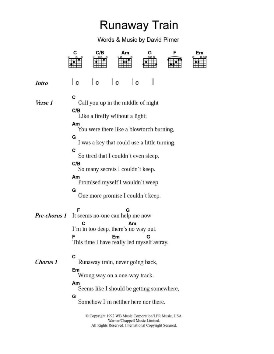 Runaway Train Acoustic Guitar scores gallery preview page 1