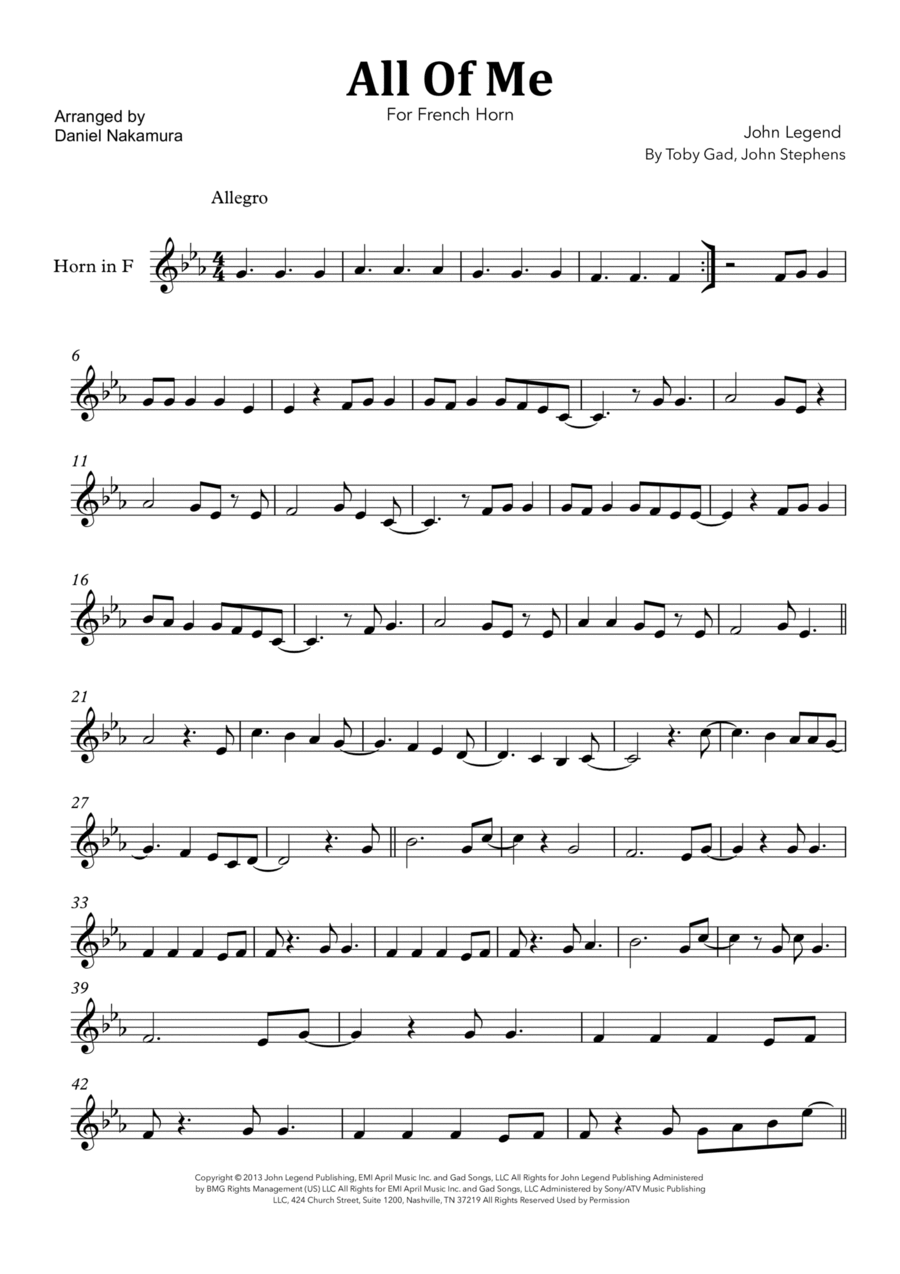 All Of Me Horn Solo scores gallery preview page 1