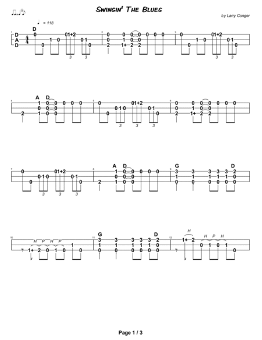 Swingin' the Blues Dulcimer scores gallery preview page 2