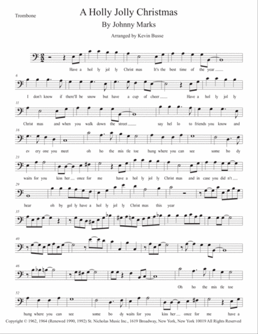 A Holly Jolly Christmas A Holly Jolly Christmas Trombone Solo scores gallery preview page 1