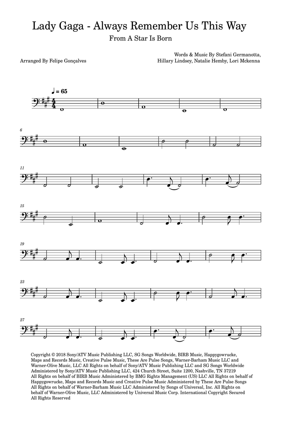 Always Remember Us This Way Acoustic Guitar scores gallery preview page 1