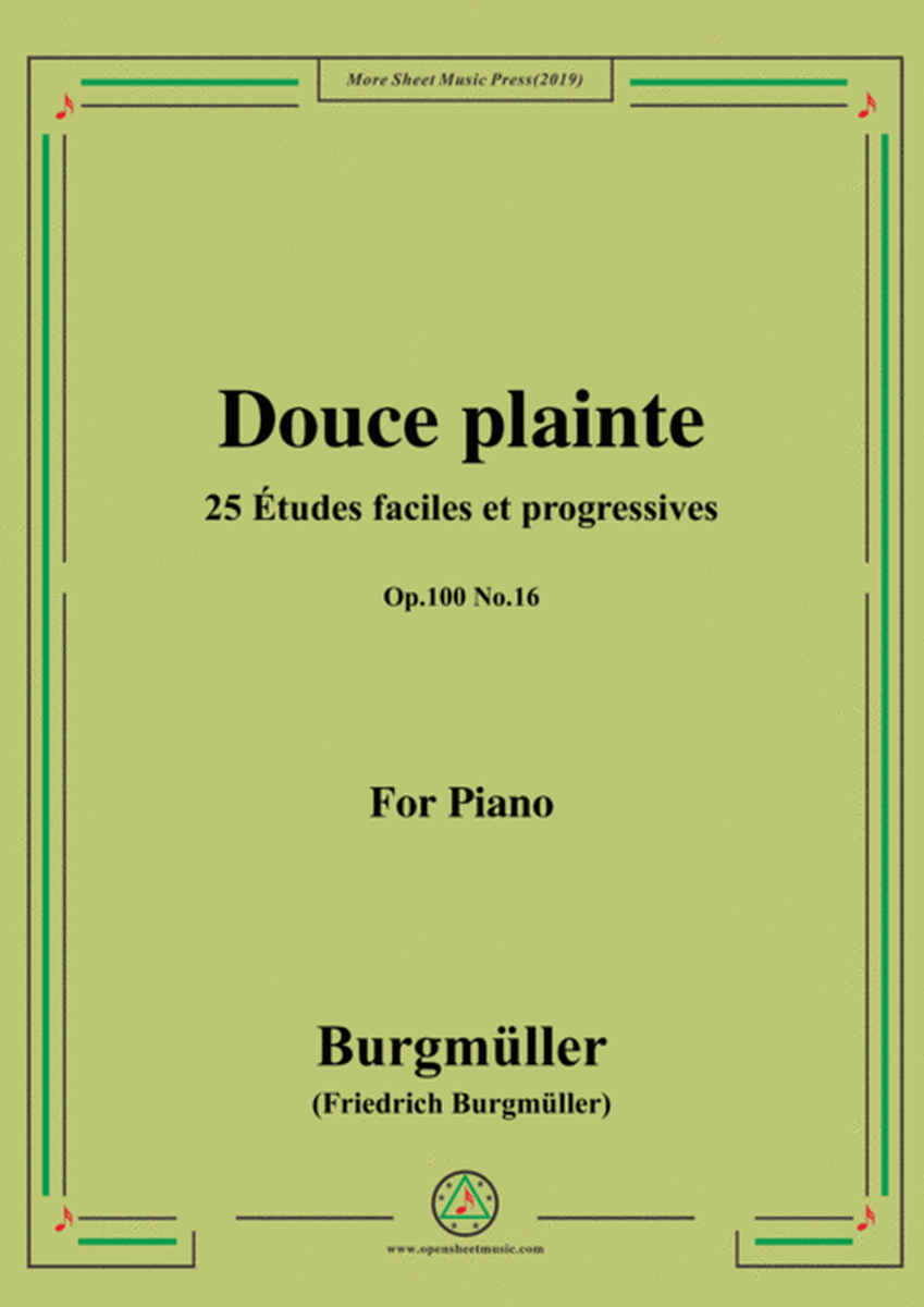 Burgmüller-25 Études faciles et progressives, Op.100 No.16,Douce plainte image number null