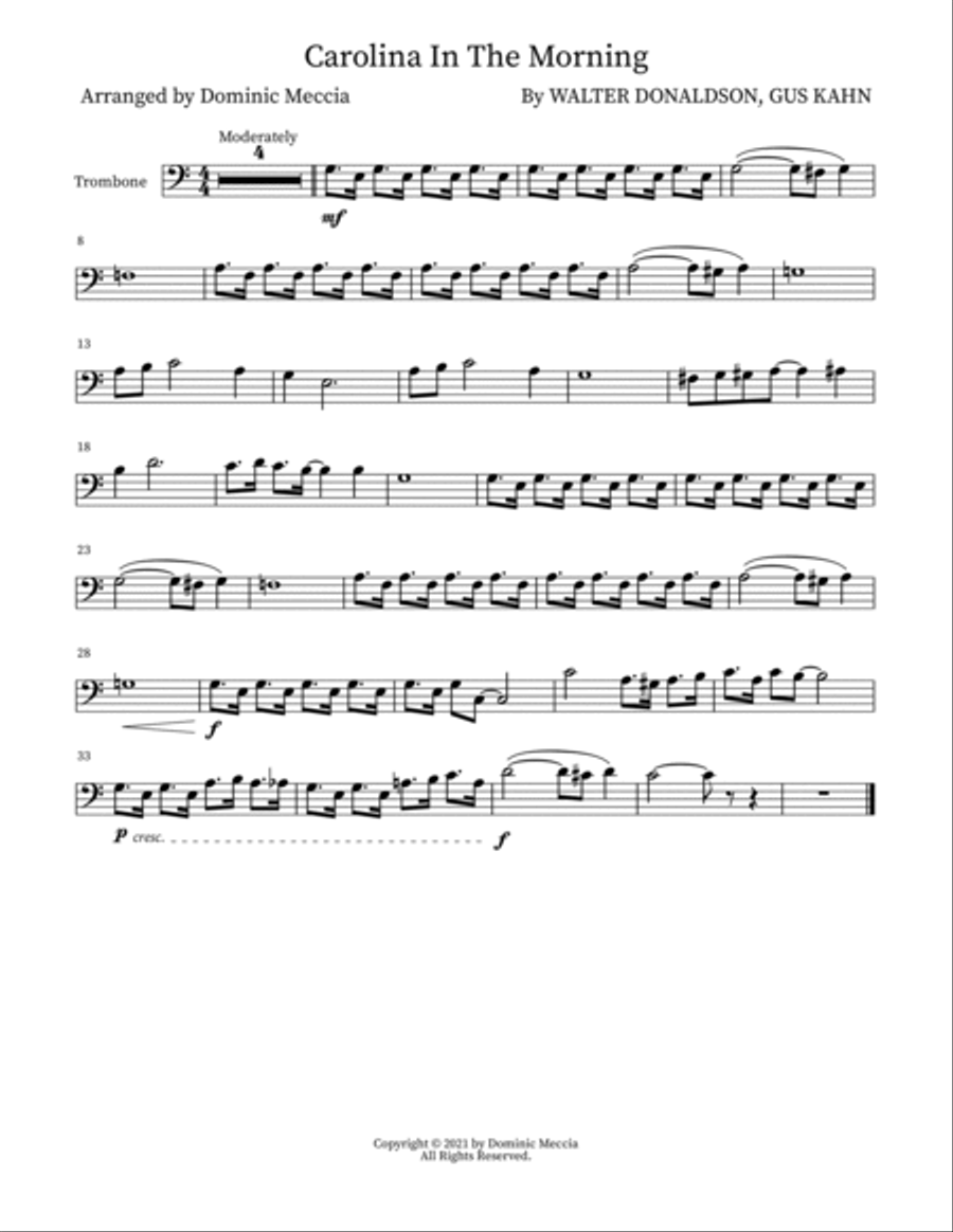 Carolina In The Morning Carolina In The Morning Trombone Duet scores gallery preview page 3