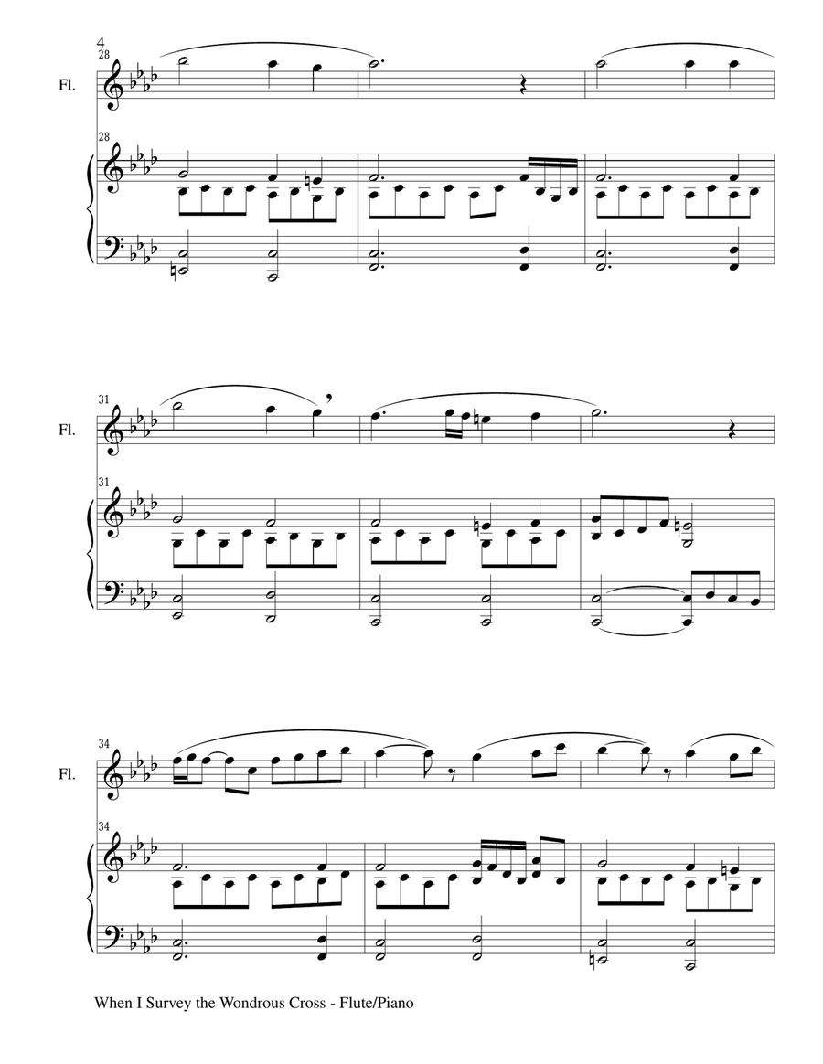 WHEN I SURVEY THE WONDROUS CROSS (Flute/Piano and Flute Part) Flute Solo scores gallery preview page 4