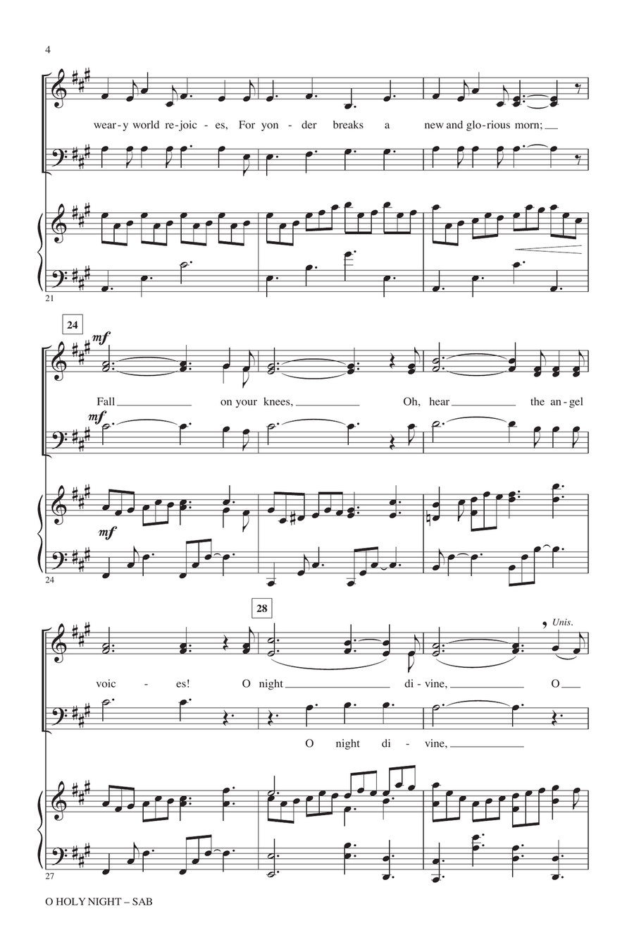 O Holy Night (with Jesu, Joy Of Man's Desiring) 3-Part scores gallery preview page 3