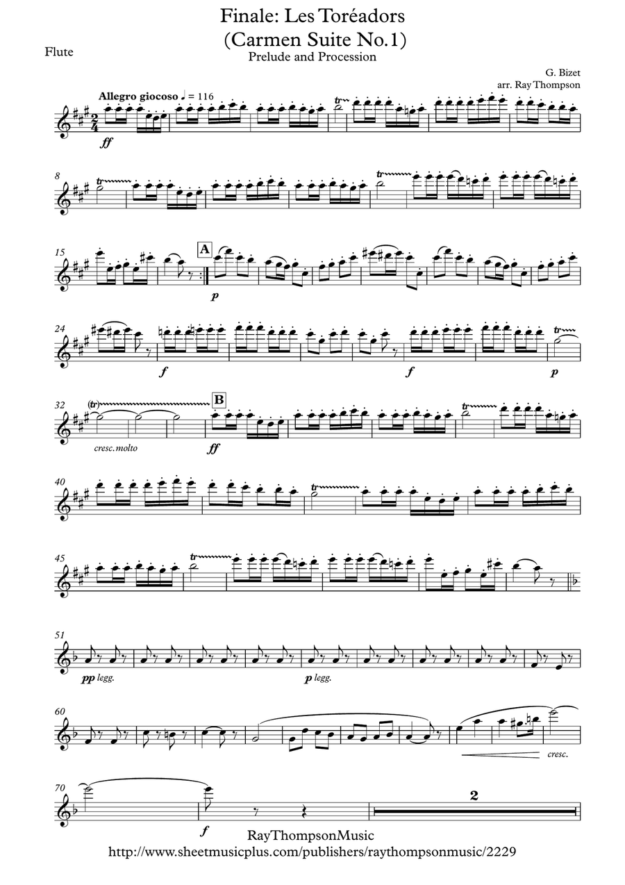 Bizet: Finale: Les Toréadors (Carmen Suite No. 1) - wind quintet Woodwind Quintet scores gallery preview page 5