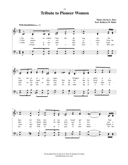 Tribute to Pioneer Women - an original hymn for SATB voices image number null