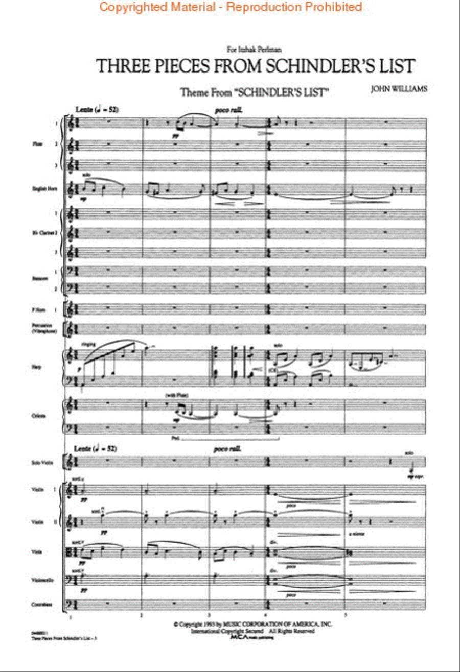 Three Pieces from Schindler's List Full Orchestra scores gallery preview page 2