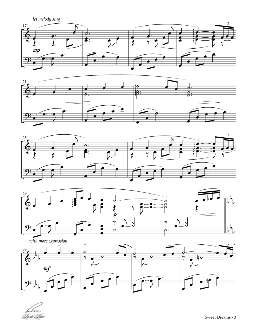 Sweet Dreams Piano Solo scores gallery preview page 3