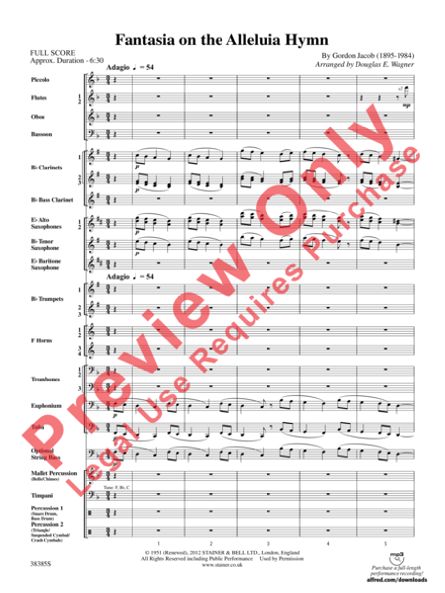 Fantasia on the Alleluia Hymn Concert Band scores gallery preview page 14