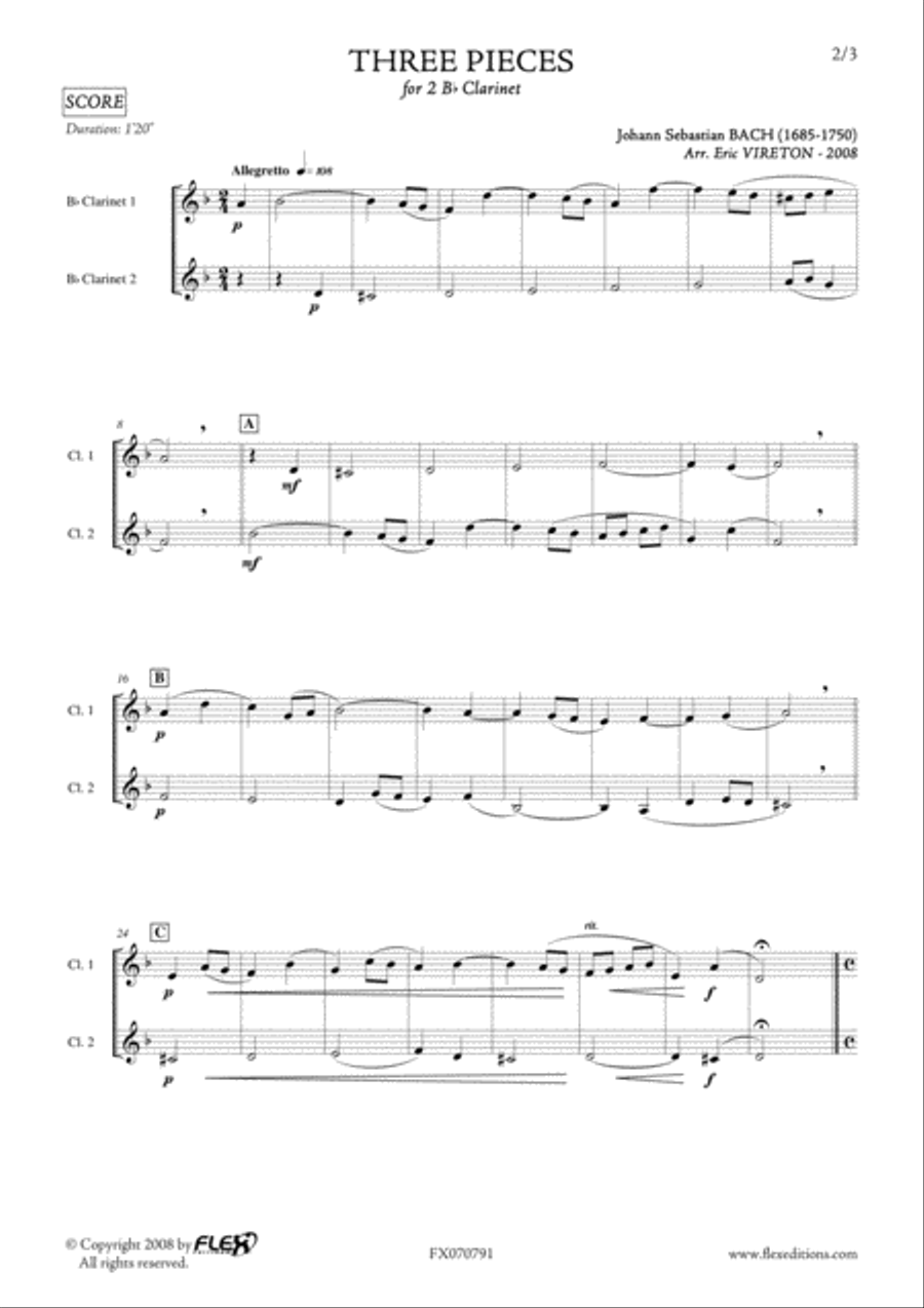 Three Pieces Three Pieces Clarinet Duet scores gallery preview page 2