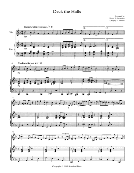 Deck the Halls for Violin Solo with Piano Accompaniment image number null