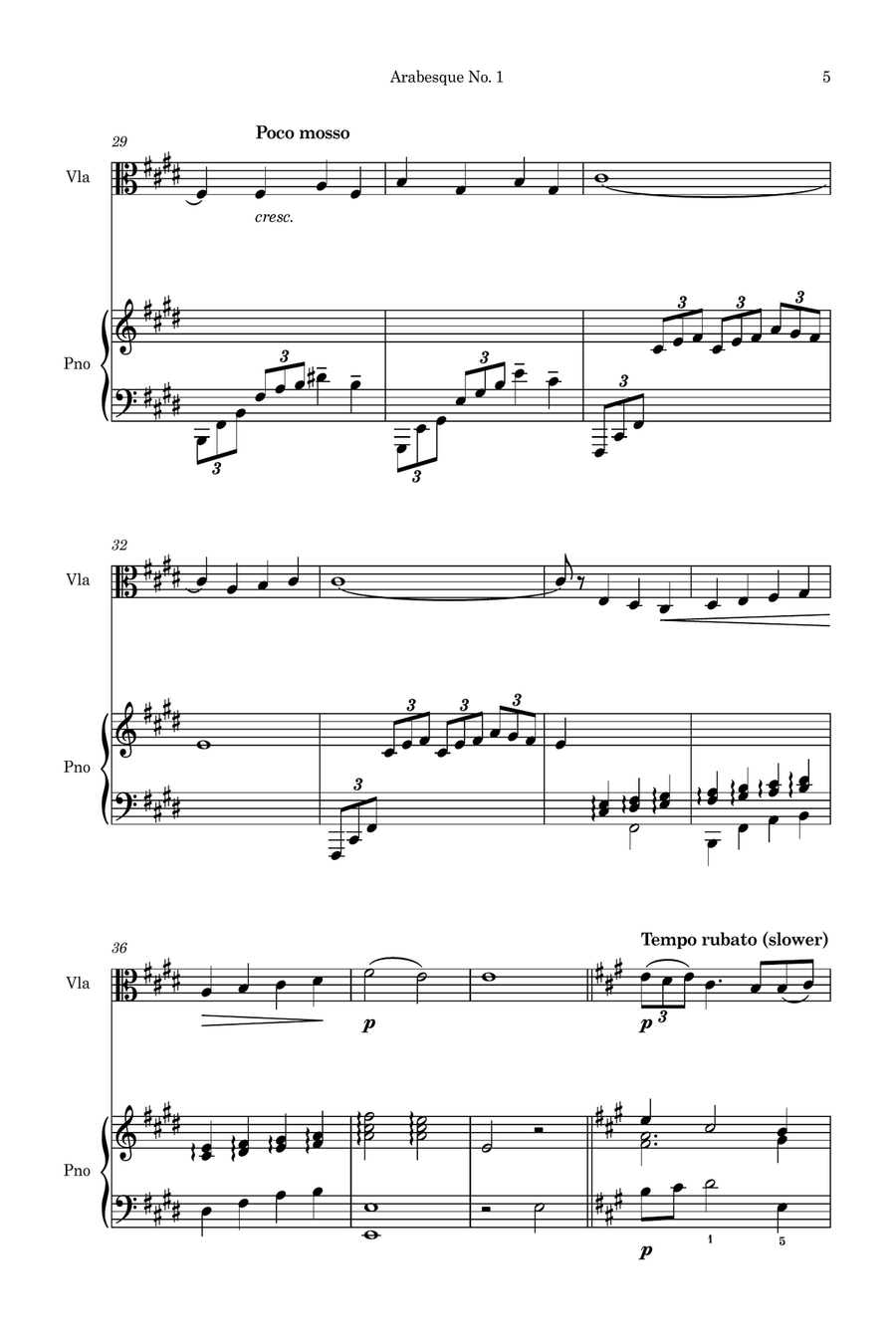 Arabesque No.1 (Simplified for Viola and Piano) Piano scores gallery preview page 5