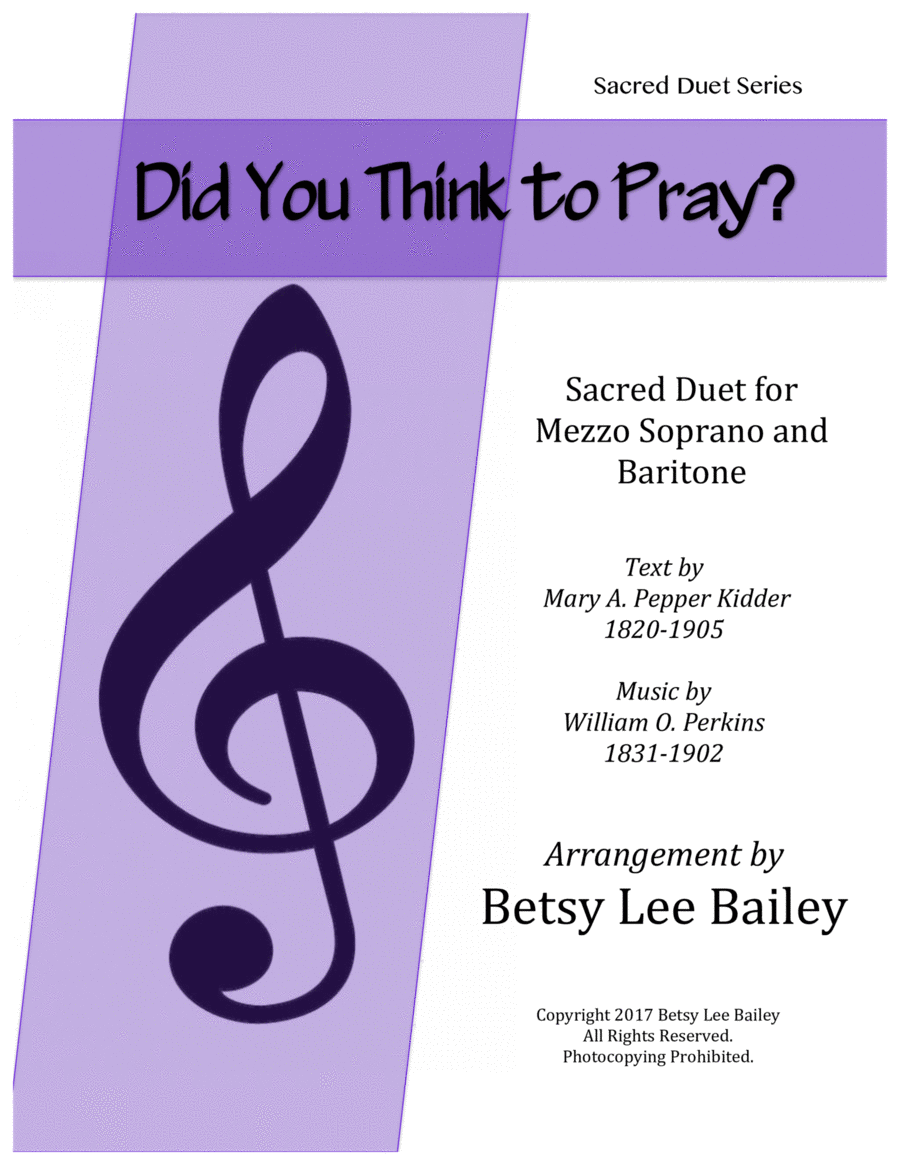 Did You Think to Pray? - Sacred Duet for Alto and Baritone with Piano Accompaniment Mezzo-Soprano Voice scores gallery preview page 1