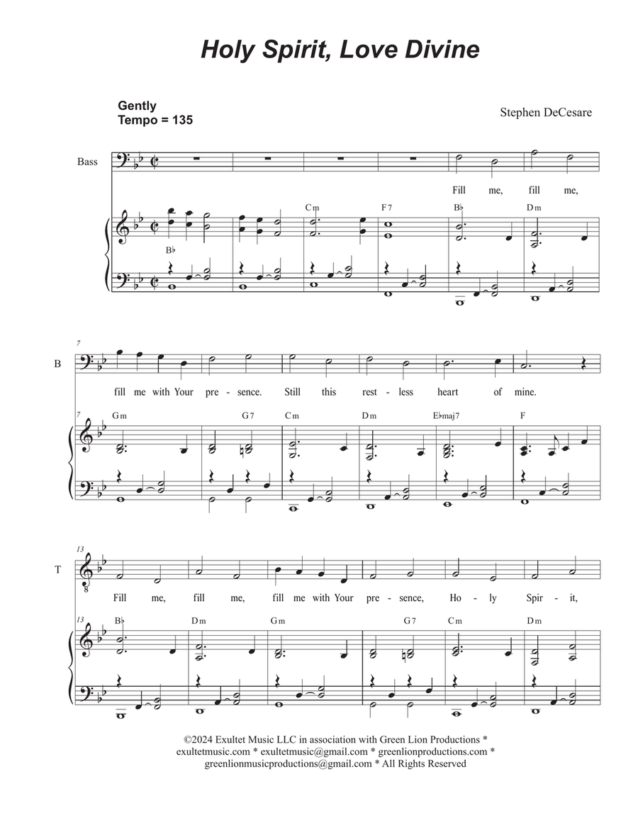 Holy Spirit, Love Divine (Duet for Tenor and Bass solo) Tenor Voice scores gallery preview page 1