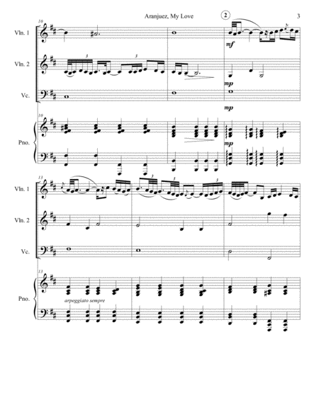 Joaquin Rodrigo - Concerto de Aranjuez 2nd movement (Adagio) arr. for 2 violins, cello and piano (score and parts)