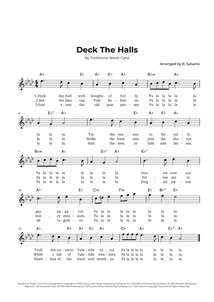 Deck The Halls (Key of A-Flat Major) image number null