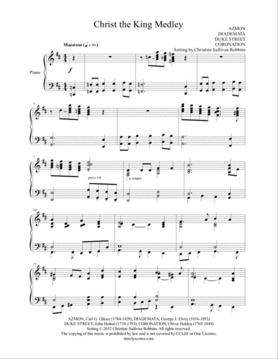 Christ the King Medley Piano Solo scores gallery preview page 1