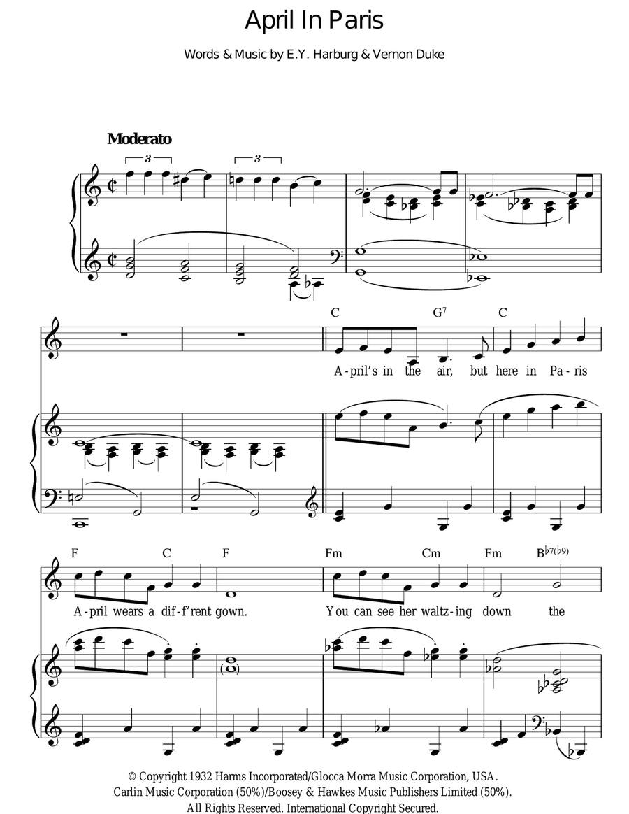 April In Paris Piano, Vocal, Guitar scores gallery preview page 1