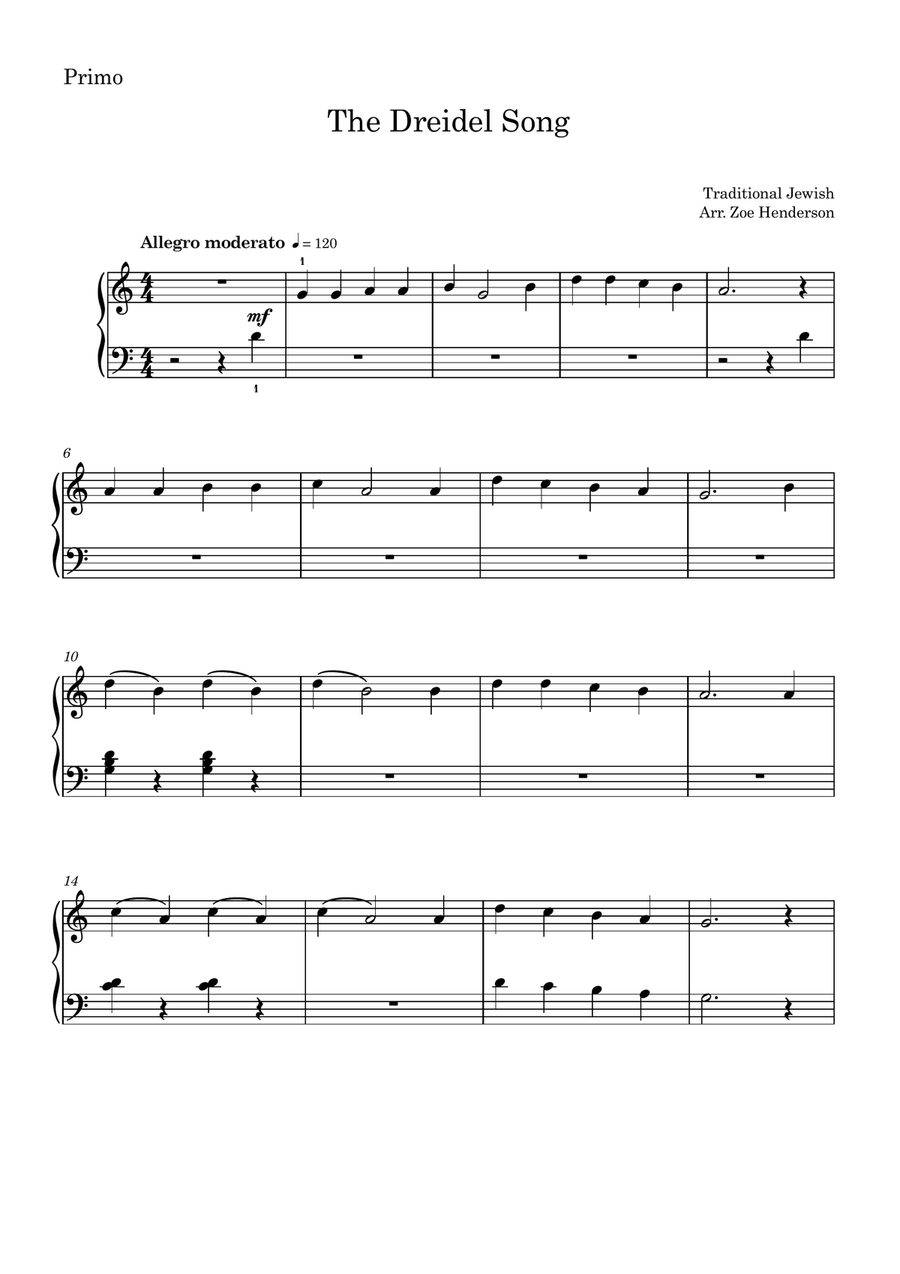 The Dreidel Song (Easy Piano Duet) Piano Method scores gallery preview page 4
