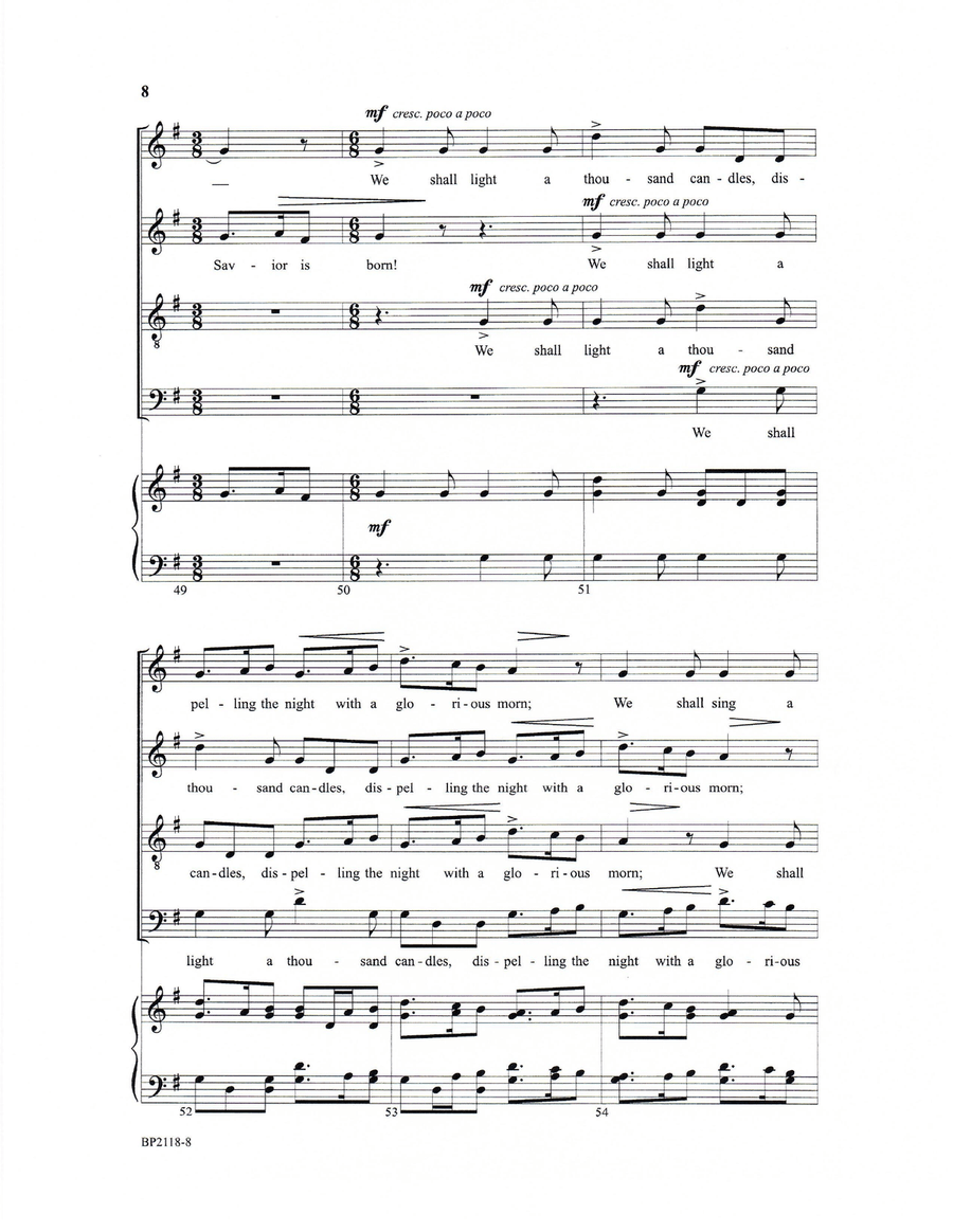 We Shall Light a Thousand Candles 4-Part scores gallery preview page 7