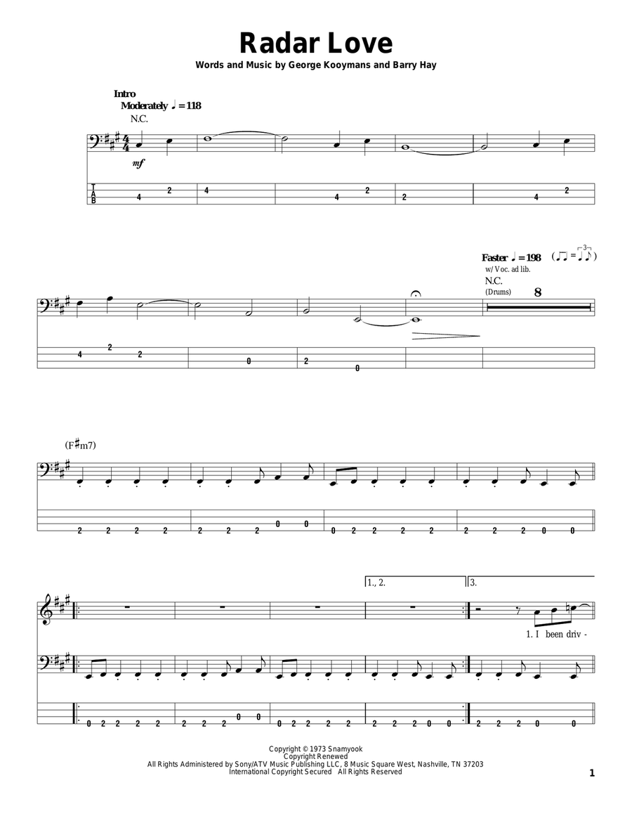 Radar Love Acoustic Guitar scores gallery preview page 1
