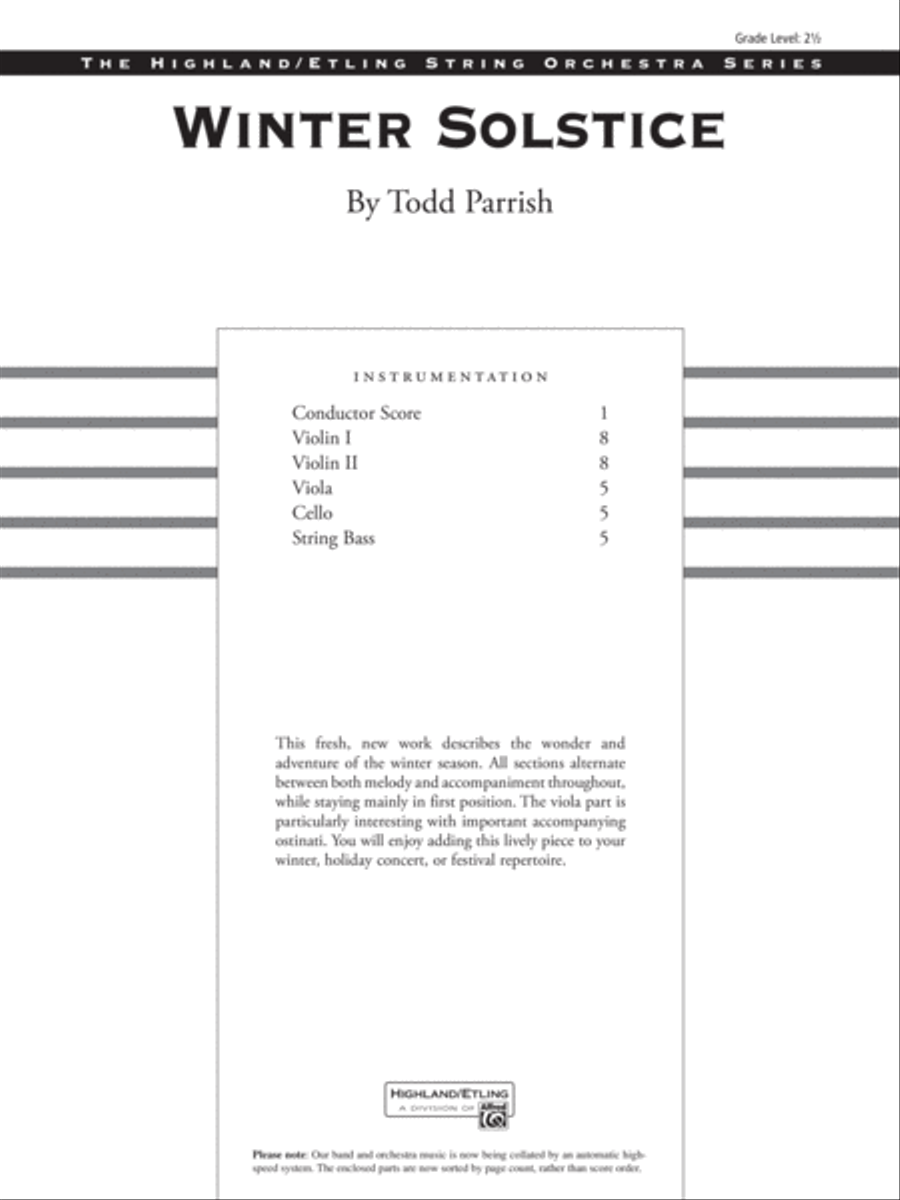 Winter Solstice: Score Winter Solstice: Score String Orchestra scores gallery preview page 1