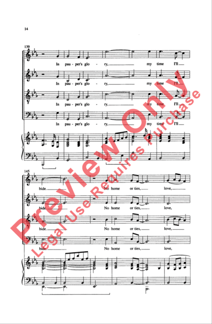 Fare Thee Well Love 4-Part scores gallery preview page 14