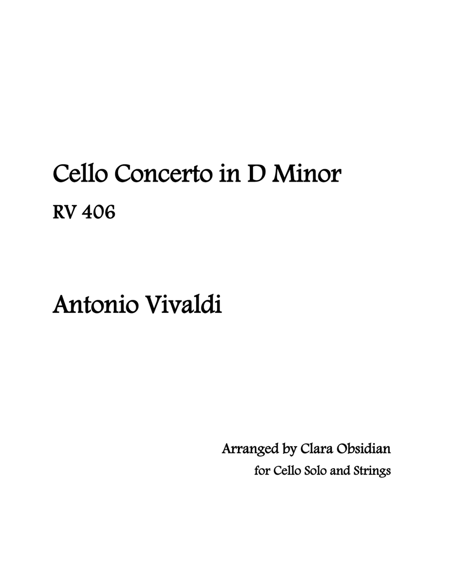 A. Vivaldi: Cello Concerto in D Minor, RV406 String Quartet scores gallery preview page 1