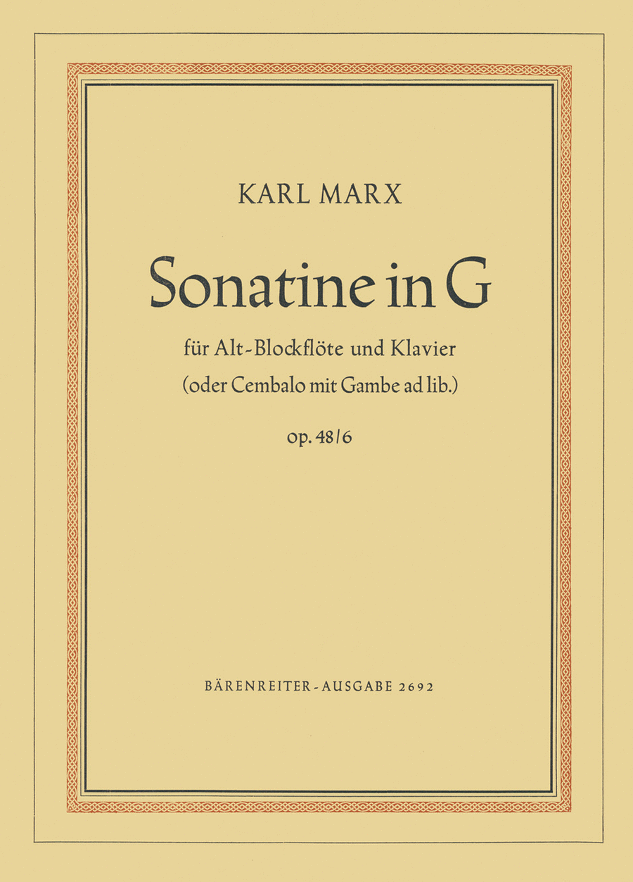 Sonatine for Treble Recorder and Piano or Harpsichord G major op. 48/6