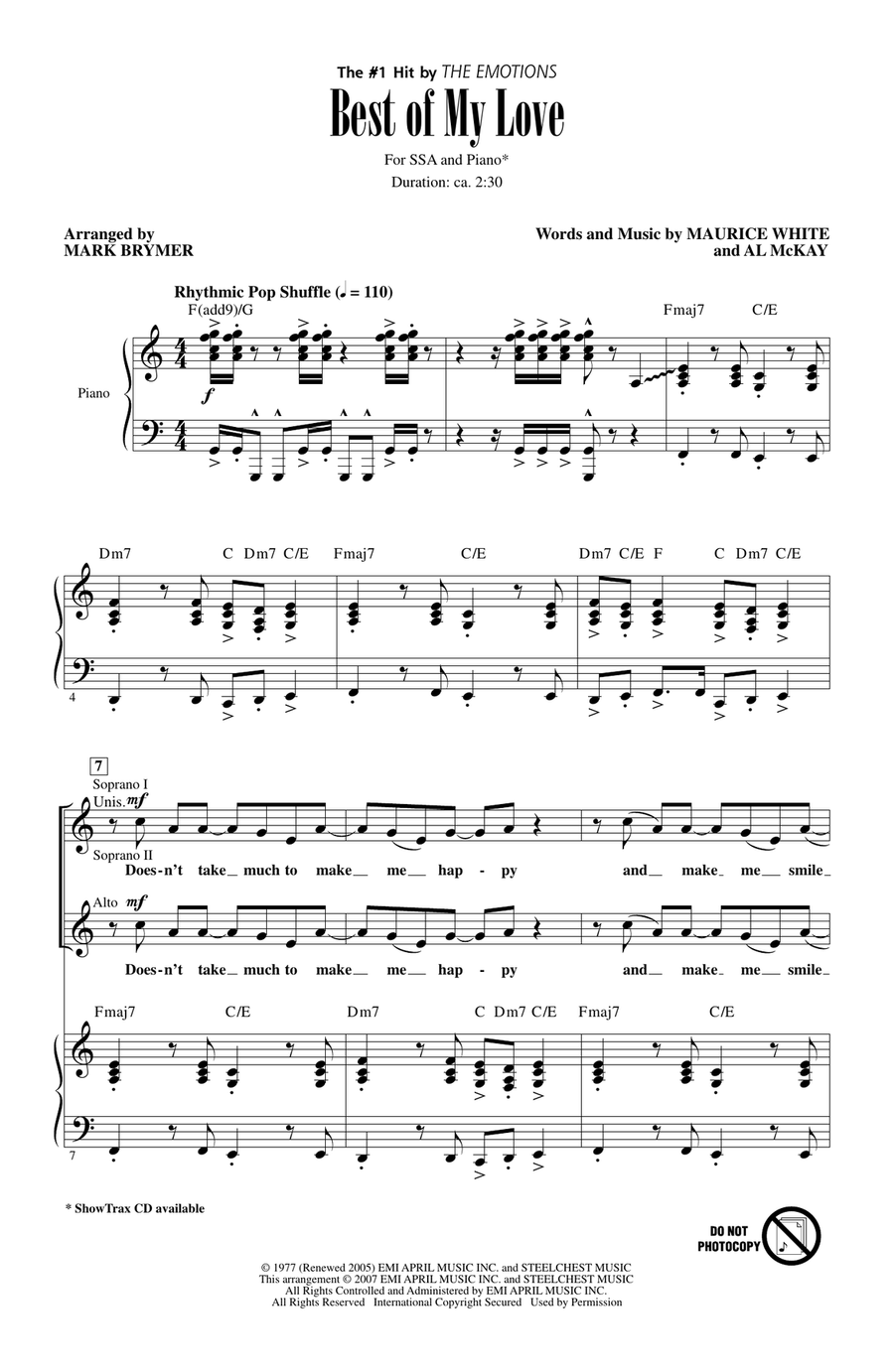 Best Of My Love Best Of My Love SSA scores gallery preview page 1