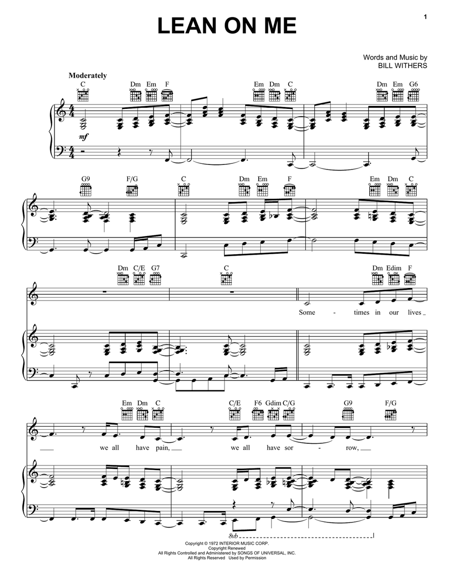 Lean On Me Acoustic Guitar scores gallery preview page 1