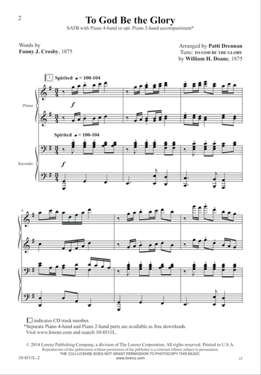 To God Be the Glory To God Be the Glory 4-Part scores gallery preview page 2