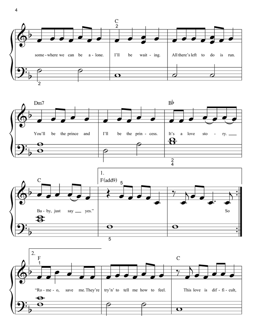 Love Story Easy Piano scores gallery preview page 4