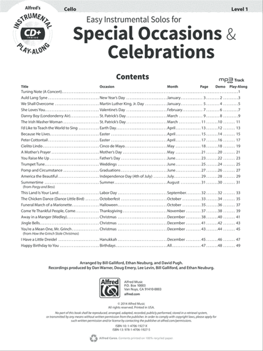 Easy Instrumental Solos For Special Occasions & Celebrations for Strings String Orchestra scores gallery preview page 2
