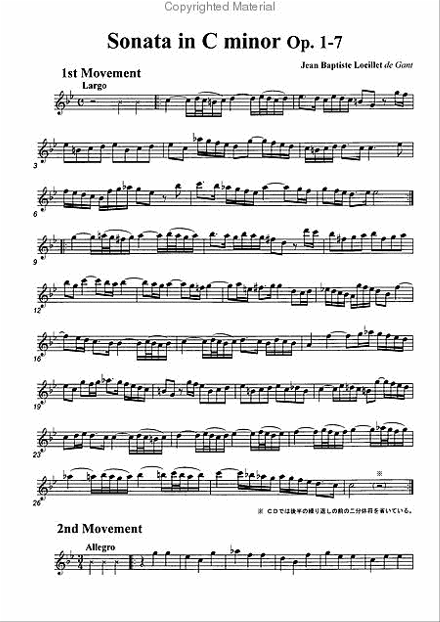 Sonata in C minor, Op. 1-7 Alto Recorder scores gallery preview page 2