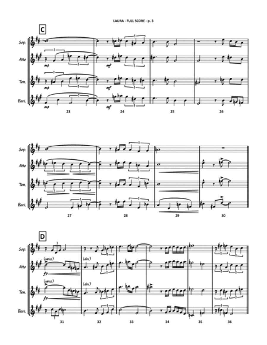 Laura Saxophone Quartet scores gallery preview page 4