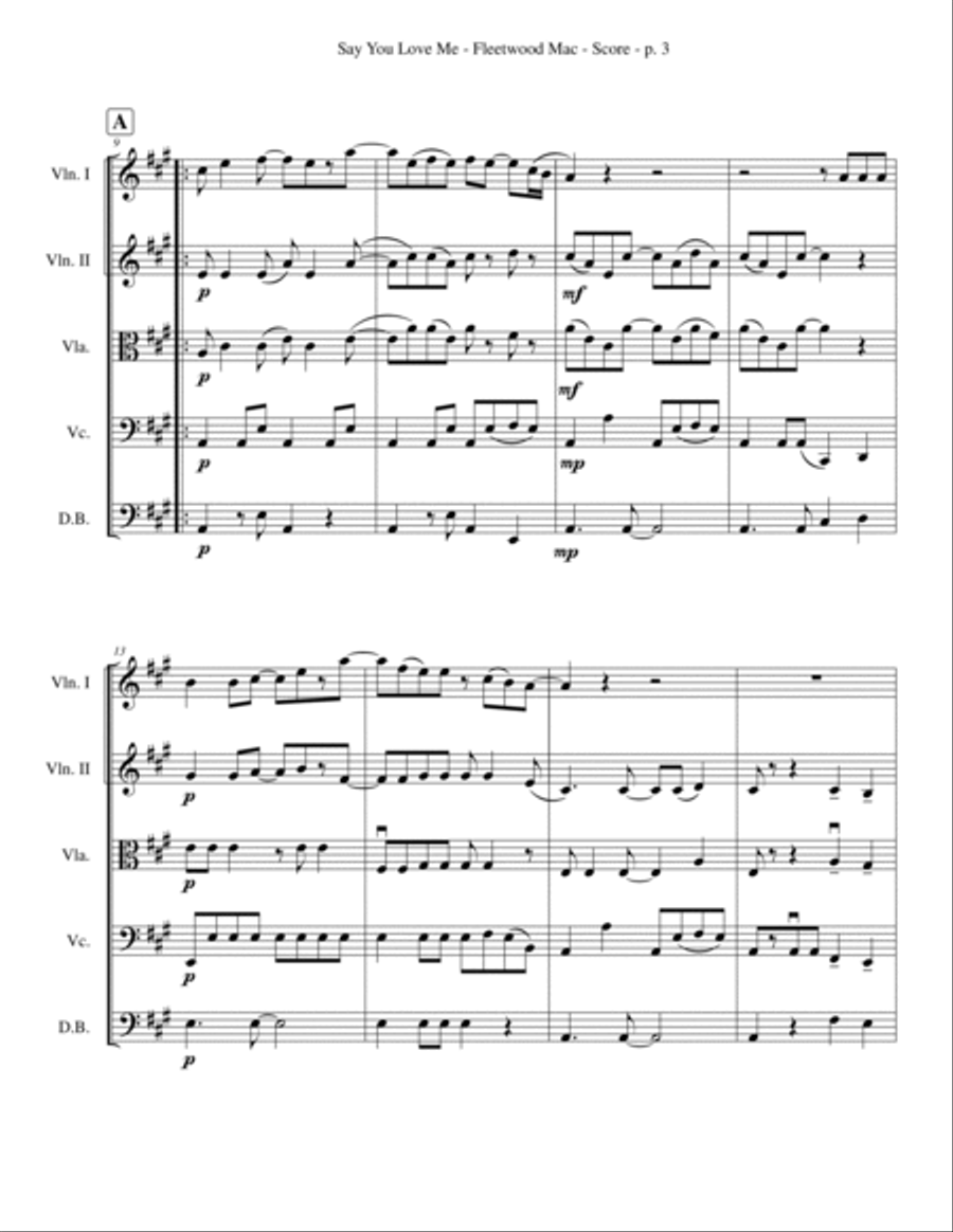 Say You Love Me String Quartet scores gallery preview page 3