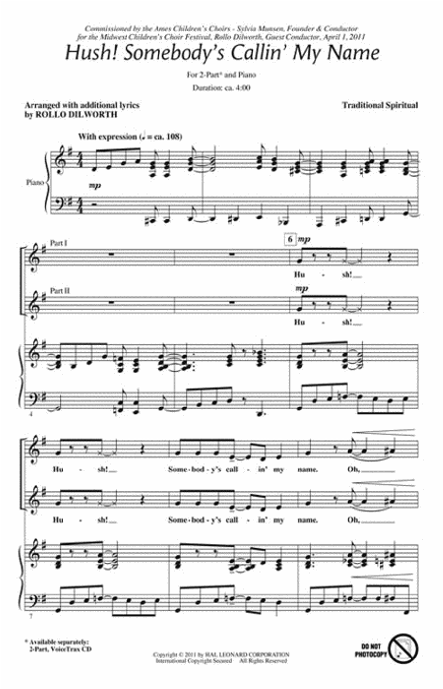 Hush! Somebody's Callin' My Name 2-Part scores gallery preview page 2