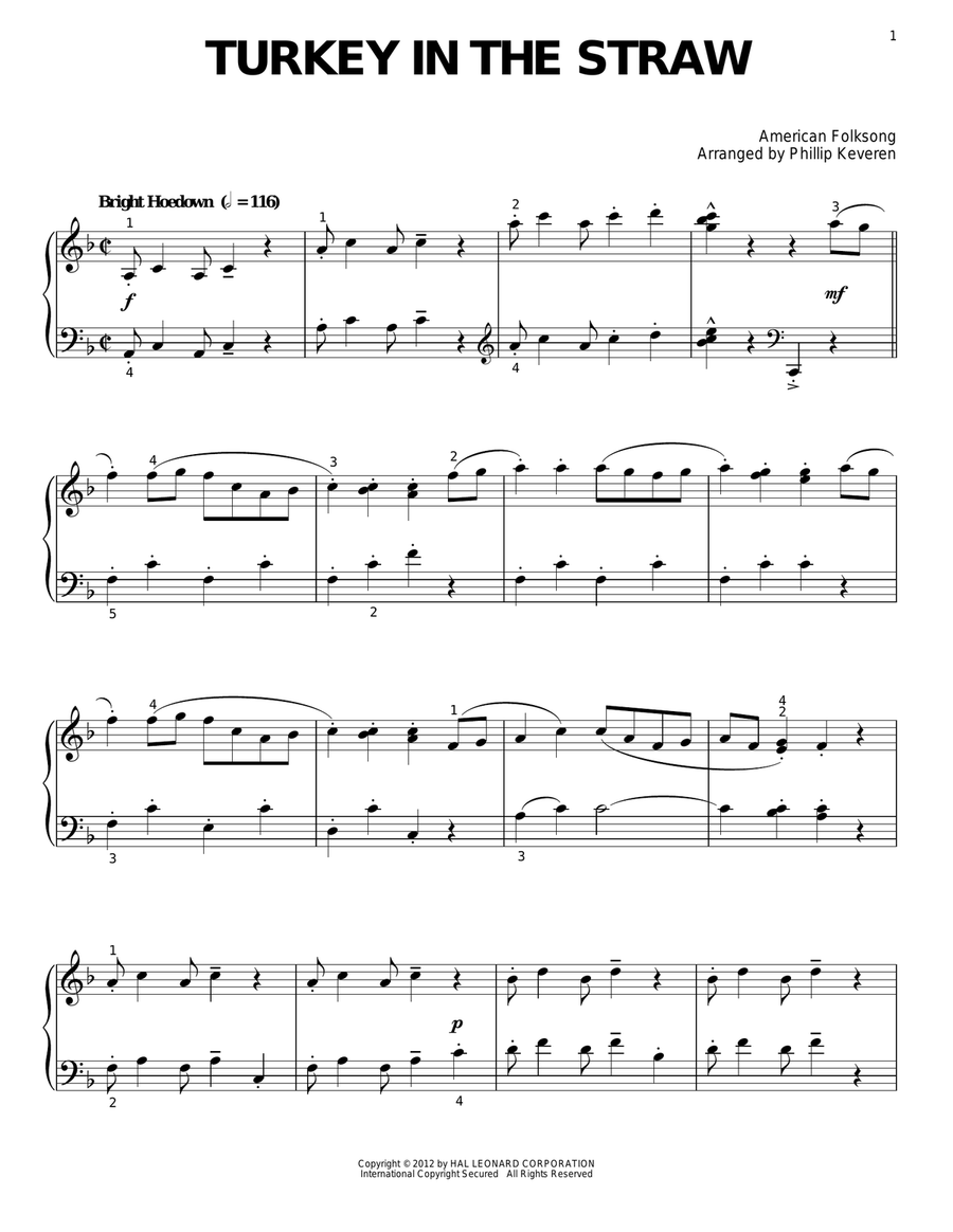 Turkey In The Straw (arr. Phillip Keveren) Piano Solo scores gallery preview page 1
