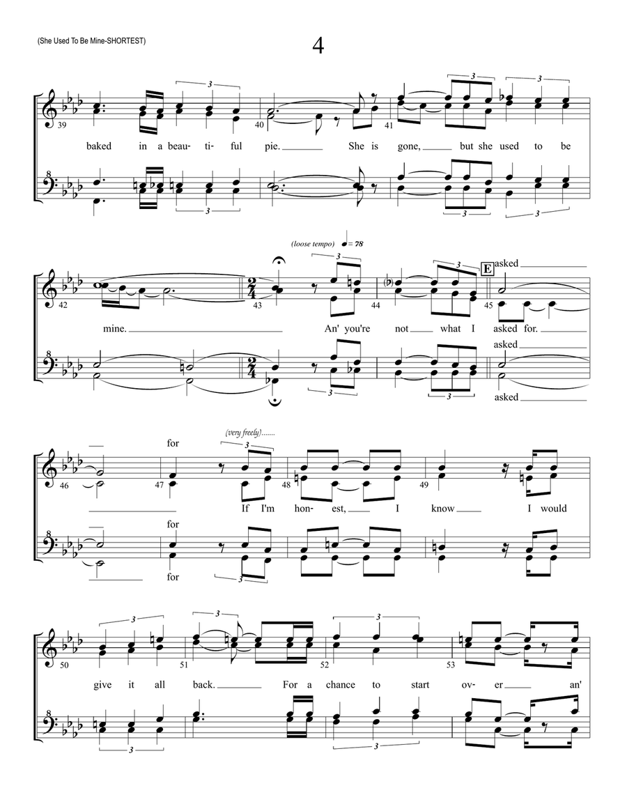 She Used To Be Mine SSAA scores gallery preview page 4