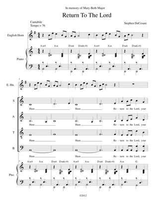 Return To The Lord (Soprano and Tenor solo and SATB)